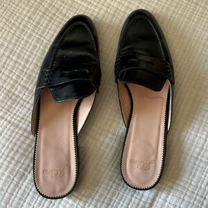 J.Crew black leather penny loafer mule size 8 1/2 excellent condition